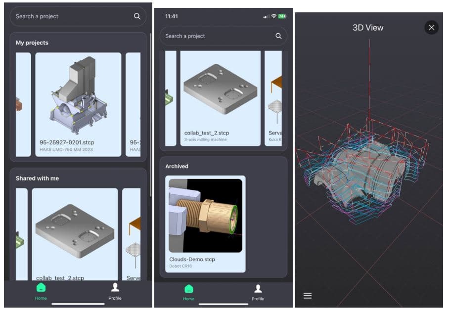 Projektuebersicht und 3D-Ansicht in der ENCY 2.0 App