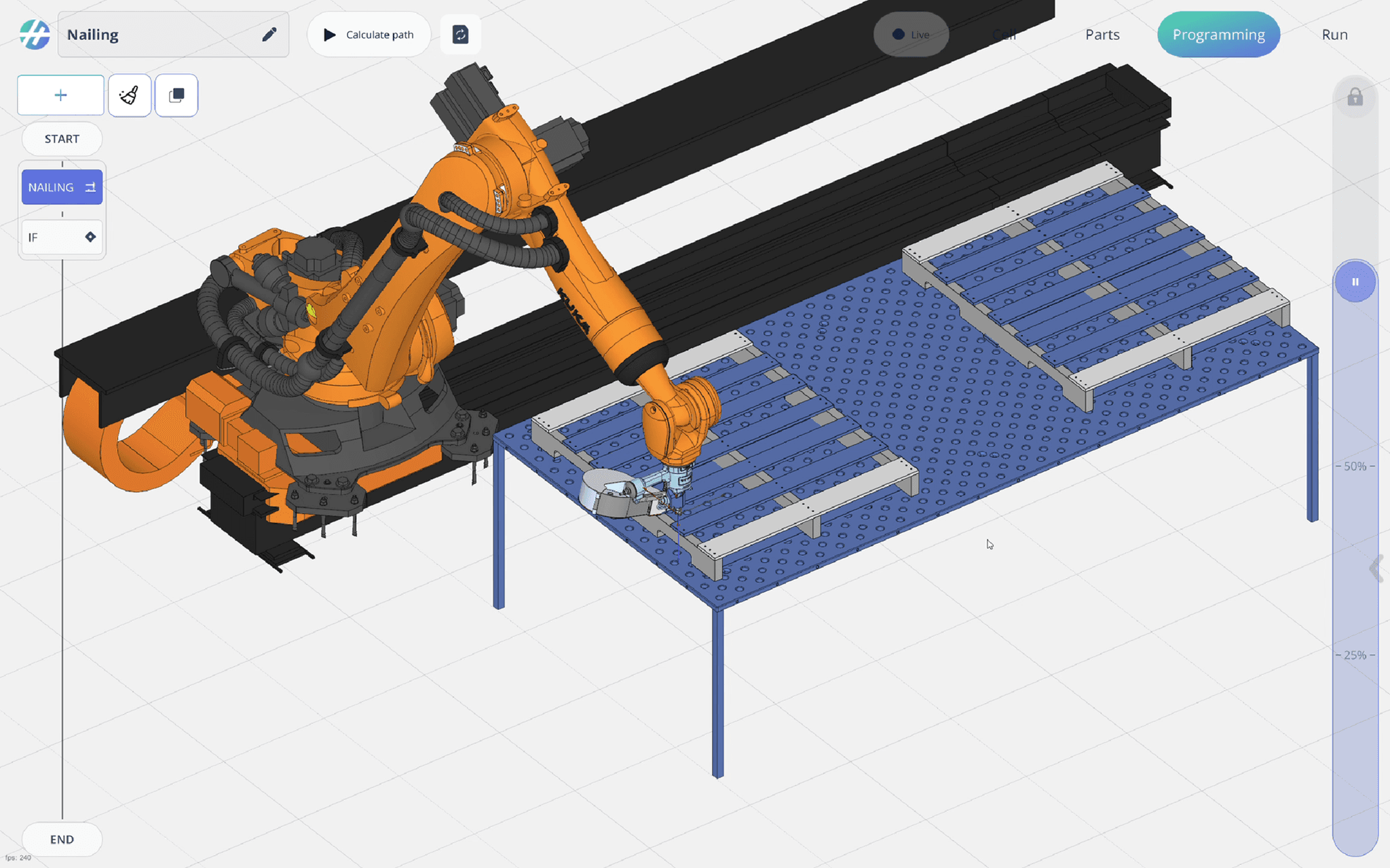 Touch-Interface von ENCY Hyper mit Roboterzelle
